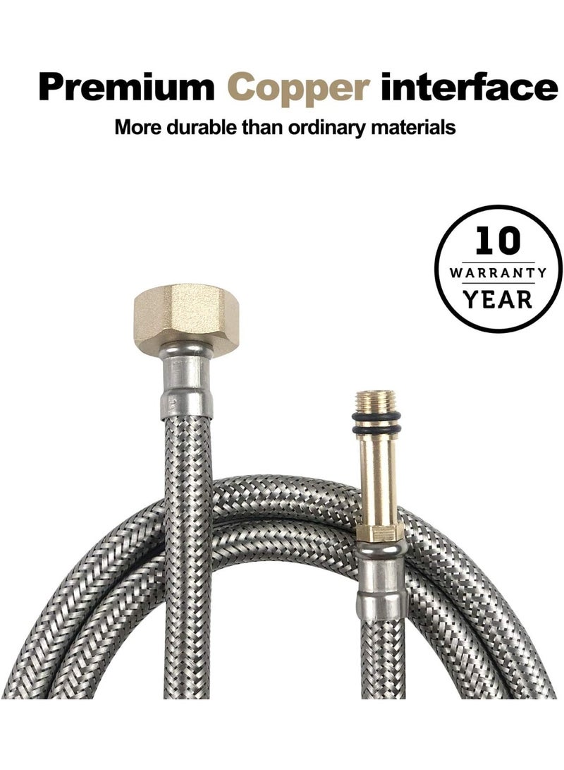 Pack of 2 Flexible Pipe Tap Connector Stainless Steel Braided Hose M10 (10mm) x 1/2" 60cm Long - Image 2